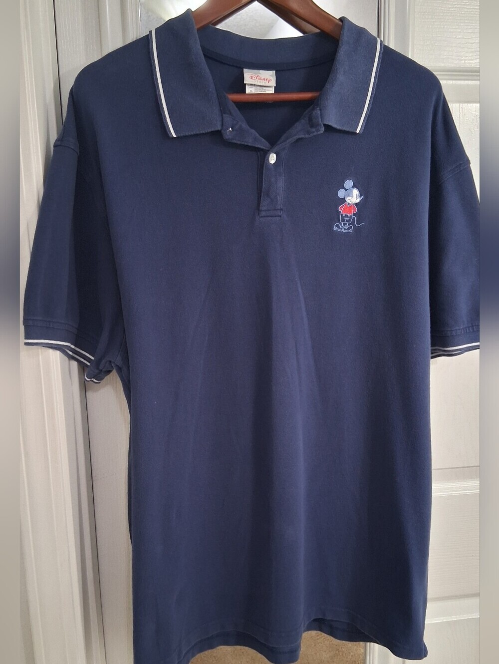 Vintage Disney Men's Blue Mickey Mouse Polo Shirt   Size XL